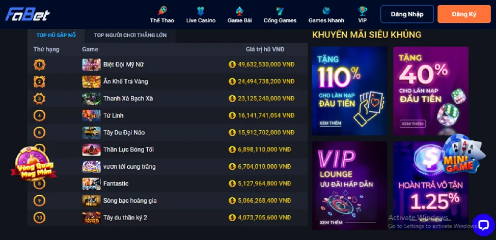 Đa dạng trò chơi slot game tại for8889 nhà cái